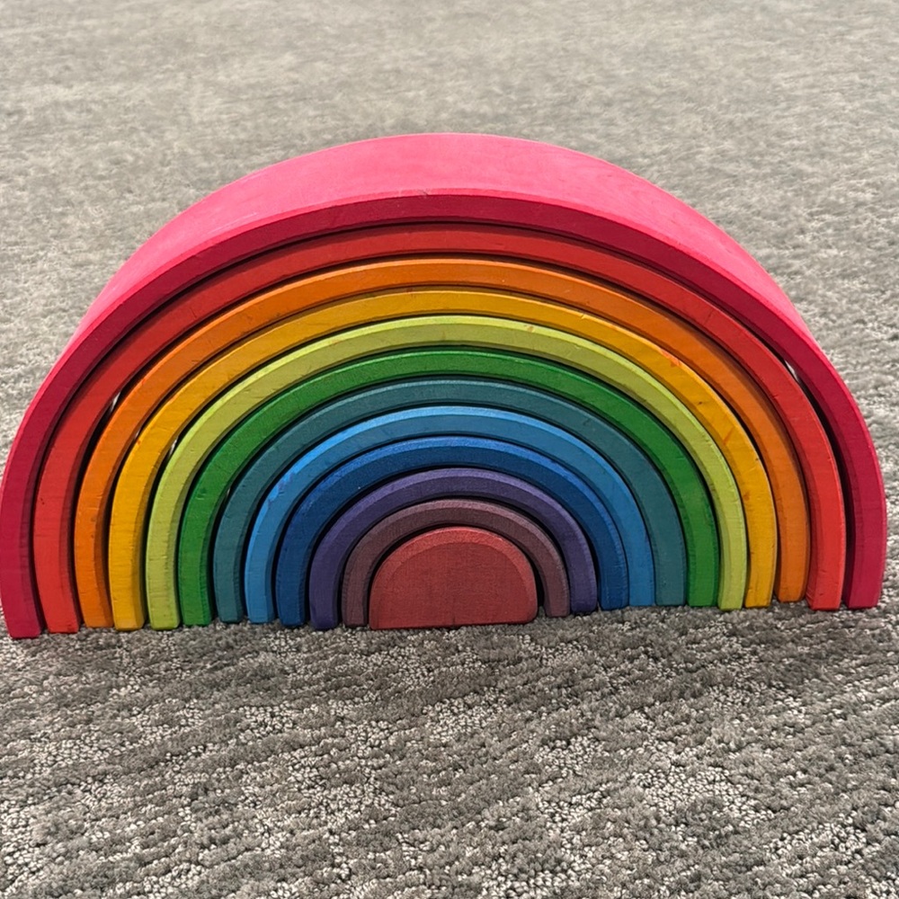 Grimm’s Colorful Wooden Rainbow Stacker Toy